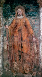 Heilige Catharina van Siena. Fresco door Ambrogio da Fossano genaamd Bergognone (1460-1523). Dim. 170x77 cm. Milaan, Pinacoteca di Brera door Ambrogio da Fossano (c.1460 1523) (attr.to)