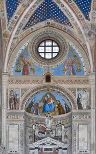 Gian Galeazzo Visconti en zonen bieden het model van de Kartuizerklooster aan de Maagd Maria aan door Ambrogio da Fossano