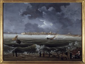 Saint Malo door Louis Garneray, circa 1820 door Ambroise Louis Garneray