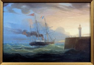 Stoom vertrekt uit de haven door Ambroise Louis Garneray