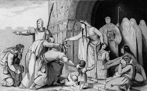 Koningin Bathild (626 of 627 tot 680) geeft geld aan de armen - Batilde (of Bathilde, vrouw van Clovis II) schaft een belasting af die de Galliërs per hoofd betaalden, omdat sommige ouders te arm waren om te betalen en hun pasgeborenen lieten sterven - Abd