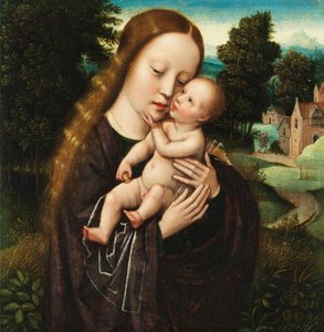 Ambrosius Benson Maria met het Kind in landschap door Ambrosius Benson