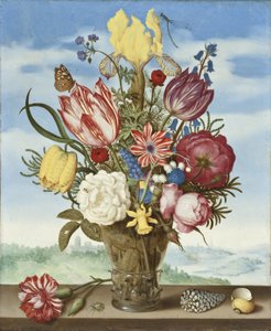 Boeket Bloemen op een Ledge door Ambrosius the Elder Bosschaert