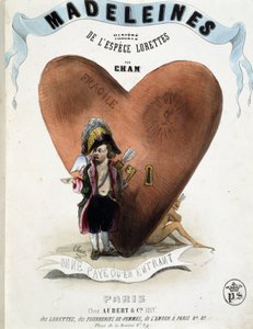 Men betaalt alleen bij binnenkomst (karikatuur van Cupido (Eros) voor een hart dat een duivel verbergt) - in 
