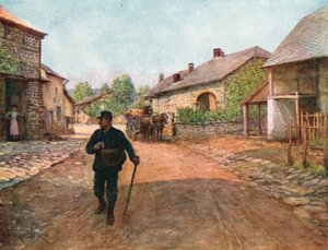 La Gleiza, een dorpje in de Ardennen (kleurenlitho) door Amedee (after) Forestier