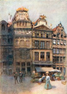 Oud huis op de Grote Markt, Brussel (kleurenlitho)