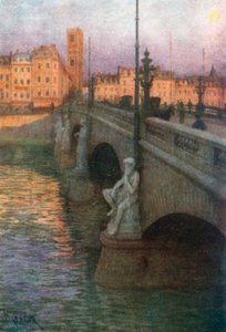 Pont des Arches, Luik (kleurenlitho) door Amedee (after) Forestier