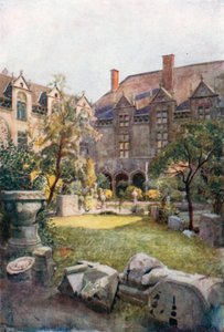 Het bisschoppelijk paleis - Binnenplaats, Luik (kleurenlitho)