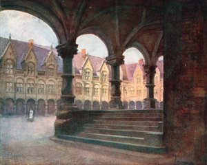 Het bisschoppelijk paleis - Buitenhof, Luik (kleurenlitho)