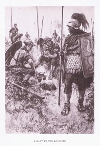 Een pauze langs de weg, illustratie uit De Romeinse Soldaat, 1928 door Amedee Forestier