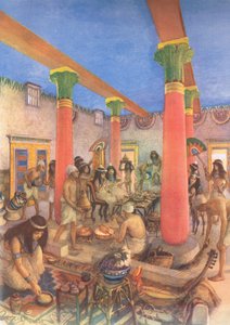 Huiselijk leven in Egypte, uit MacMillan schoolposters, ca. 1950-60s