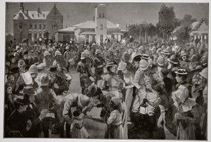 De Britse Bezetting van Bloemfontein - Een avondconcert op het marktplein door de doedelzakken van de Highland Brigade