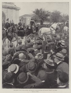 Het bezoek van de koningin aan de Rivièra, het vertrek van Hare Majesteit van het treinstation van Nice naar Cimiez