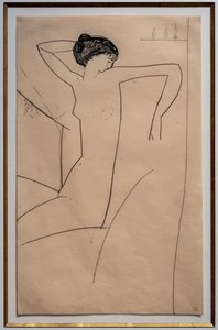 Anna Akhmatova, naakt zittend, haar hoofd leunend op haar linkerschouder door Amedeo Modigliani