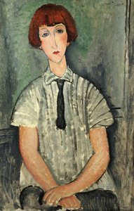 Frans:  Jeune Fille au corsage rayé Jong meisje met een gestreepte blouse door Amedeo Modigliani