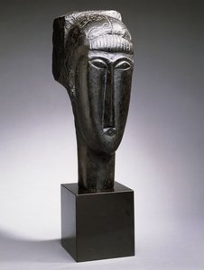 Hoofd van een vrouw met een pony; Tête de Femme à la Frange, 1912 door Amedeo Modigliani