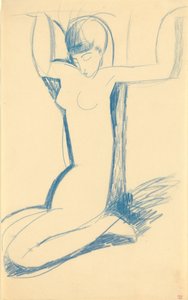 Knielende Blauwe Kariatide (Anna Akhmatova) door Amedeo Modigliani