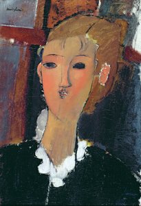 Jonge vrouw in een kleine kraag door Amedeo Modigliani