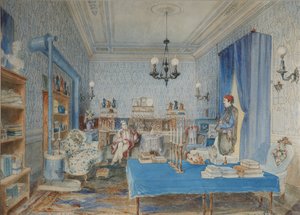 Prins Pavel Petrovich Vyazemsky in zijn studeerkamer in Constantinopel