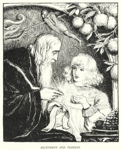 Alciphron en Florian door Amelia M. (attr.to) Bowerley or Bauerle