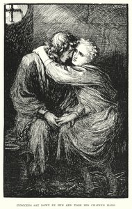 Innocens ging naast hem zitten en nam zijn geketende hand door Amelia M. (attr.to) Bowerley or Bauerle