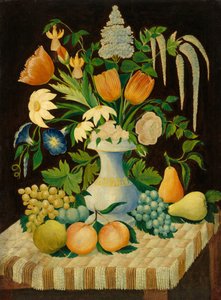 Bloemen en fruit door American 19th Century