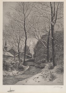 Maanverlichte wandeling in de winter door American 19th Century
