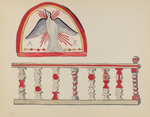 Plaat 10: Heilige Geest Lunet: Uit Portfolio "Spaanse Koloniale Ontwerpen van New Mexico" door American 20th Century