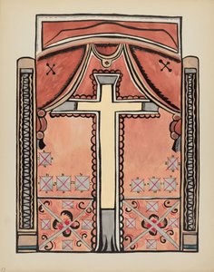 Plaat 13: Ontwerp met kruis: Uit portfolio "Spaanse koloniale ontwerpen van New Mexico" door American 20th Century