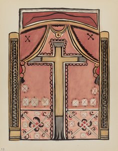 Plaat 13: Ontwerpen met kruis, Chimayo: Uit portfolio "Spaanse koloniale ontwerpen van New Mexico" door American 20th Century