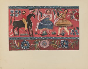 Plate 42: Geschilderd Kistontwerp: Uit Portfolio "Spaanse Koloniale Ontwerpen van New Mexico" door American 20th Century