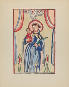 Sint Antonius van Padua: Uit Portfolio "Spaanse Koloniale Ontwerpen van New Mexico" (plaat 8) door American 20th Century