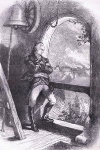 Arnold bekijkt de vernietiging van New England, illustratie uit Cassells Geschiedenis van de Verenigde Staten uitgegeven door Cassell, Petter & Galpin, c.1900 door American English school