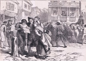 Bostonianen lezen de Stamp Act