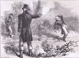 Duel tussen Burr en Hamilton, illustratie uit Cassells Geschiedenis van de Verenigde Staten
