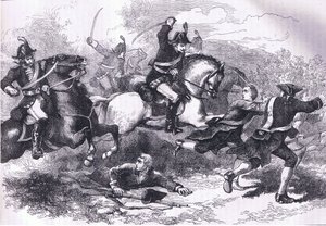 De nederlaag van de loyale rekruten, illustratie uit Cassells Geschiedenis van de Verenigde Staten uitgegeven door Cassell, Petter & Galpin, c.1900