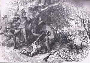 Verraad van de Cherokees 1760, illustratie uit Cassells Geschiedenis van de Verenigde Staten uitgegeven door Cassell, Petter & Galpin, ca. 1900 (litho) door American English school