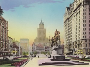 New York: Fifth Avenue en het Plaza; Heckscher Bldg; Gen Sherman Standbeeld; Hotel Plaza
