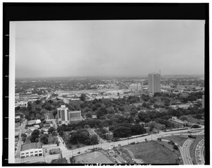 Luchtfoto naar het noordwesten, Techwood Homes (Openbare Huisvesting), begrensd door North Avenue, Parker Street, William Street & Lovejoy Street, Atlanta, Fulton County, GA