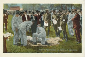 Amerikaanse kolenmijnbouw: Wedstrijd eerstehulpteam, VS-functionarissen aanwezig (kleurenfoto) door American Photographer