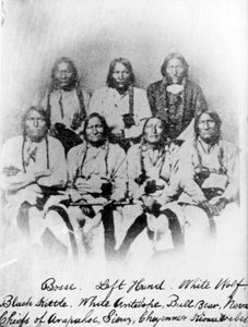 Bosse, Left Hand, White Wolf, Black Kettle, White Antelope, Bull Bear, Neva: Hoofden van de Arapahoe, Soiux, Cheyenne en Kiowa stammen, ca. 1860-68