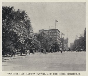 Taxi standplaats bij Madison Square, en het Hotel Bartholdi