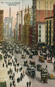 Fifth Avenue en 42nd Street, New York (ingekleurde foto) door American Photographer