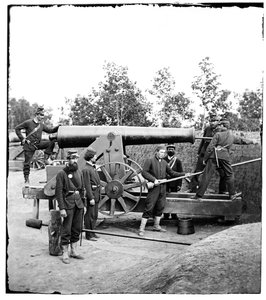 Zwaar kanon in Fort Woodbury, Virginia, 1861
