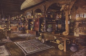 Interieur Indianengebouw, Albuquerque, New Mexico (ingekleurde foto)