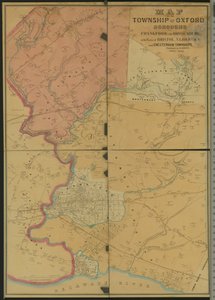 Kaart van de gemeente Oxford, Boroughs of Frankford & Bridesburg met delen van Bristol, N. Liberties en Cheltenham Townships, 1849