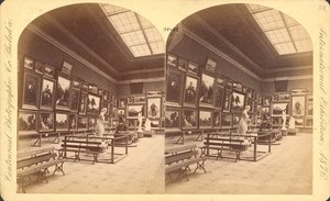 Memorial Hall, Amerikaanse afdeling, Centennial International Exhibition van 1876, Philadelphia (stereoscopische print)