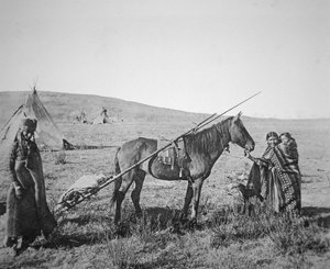 Inheemse Amerikaanse Cree mensen van West-Canada, ca. 1890