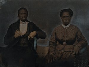 Portret van een man en een vrouw,1860 (foto) door American Photographer