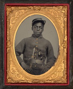 Portret van een soldaat,c. 1863 (foto) door American Photographer